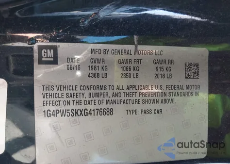 2016 Buick Verano Sport Touring Group from USA, damaged, VIN 1G4PW5SKXG4176688